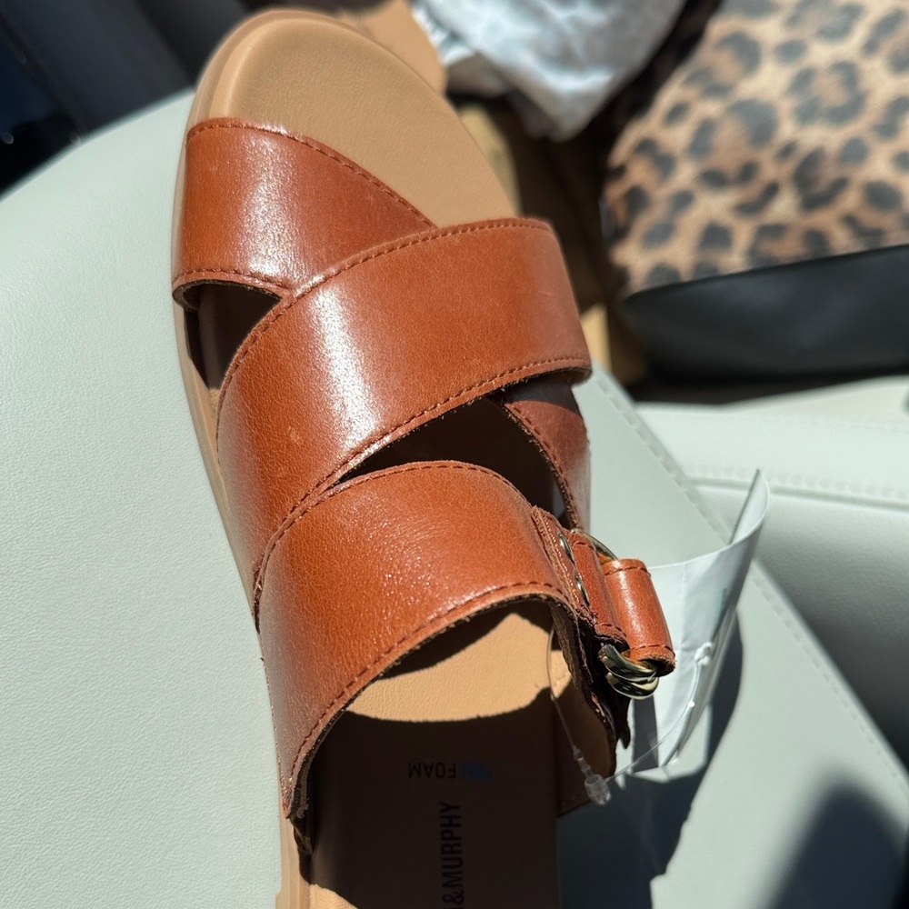 NWT- Johnston & Murphy Women's Brown Slide Sandals - Picture 3 of 3